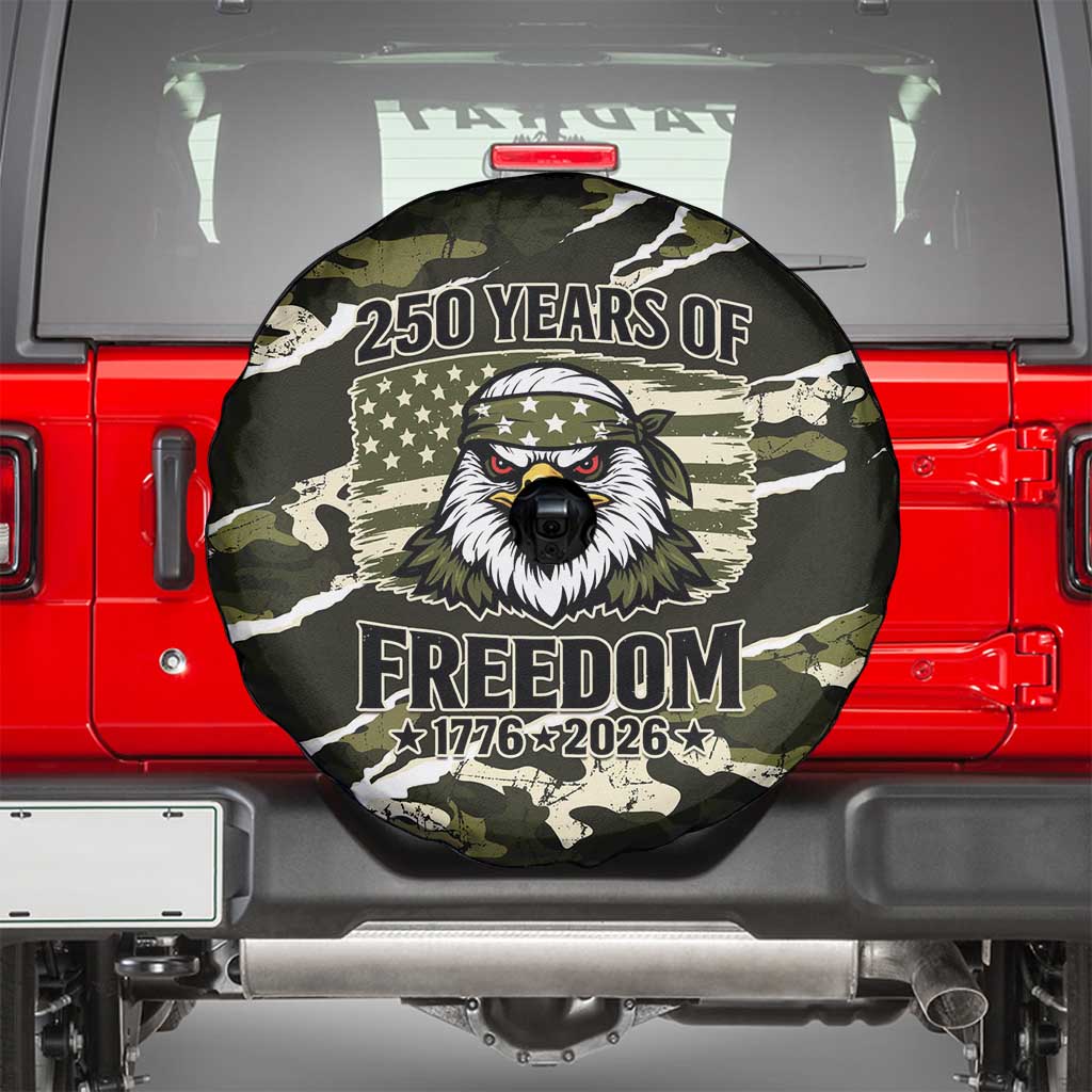 USA 250th Anniversary Spare Tire Cover Eagle Camouflage Zipper Stylized