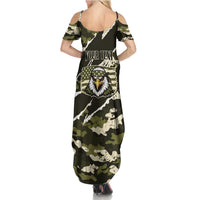 Personalized USA 250th Anniversary Summer Maxi Dress Eagle Camouflage Zipper Stylized