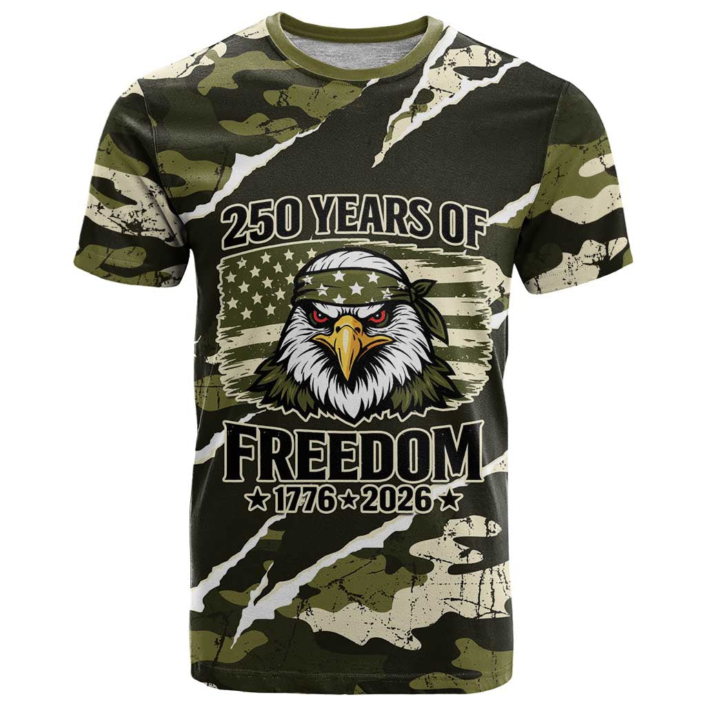 Personalized USA 250th Anniversary T Shirt Eagle Camouflage Zipper Stylized