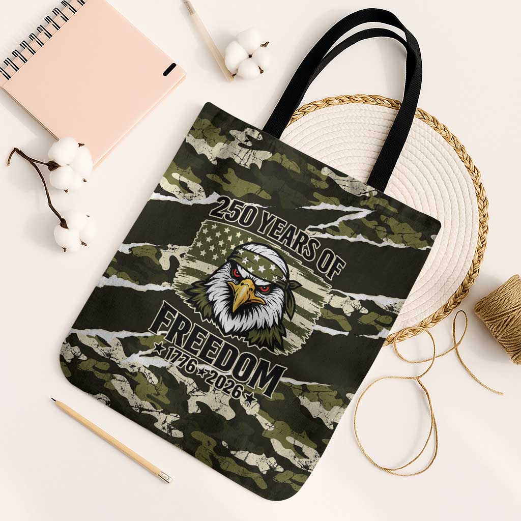 USA 250th Anniversary Tote Bag Eagle Camouflage Zipper Stylized