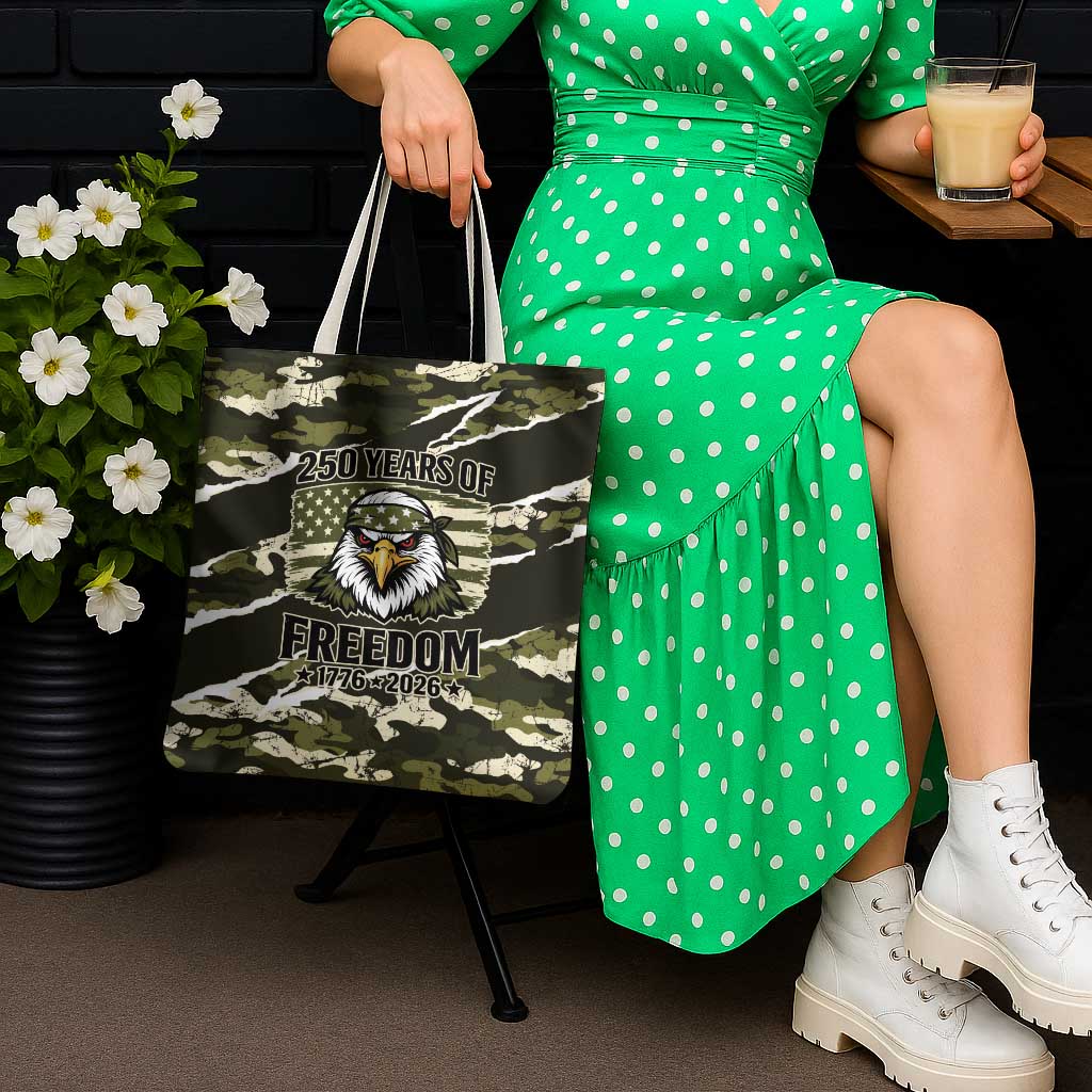 USA 250th Anniversary Tote Bag Eagle Camouflage Zipper Stylized