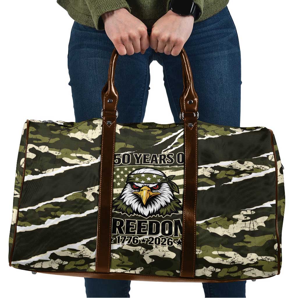 USA 250th Anniversary Travel Bag Eagle Camouflage Zipper Stylized