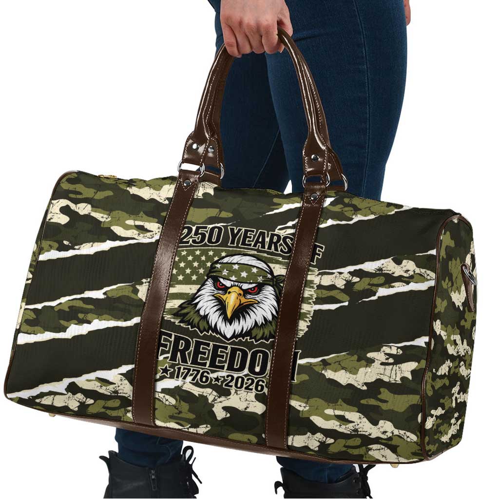 USA 250th Anniversary Travel Bag Eagle Camouflage Zipper Stylized