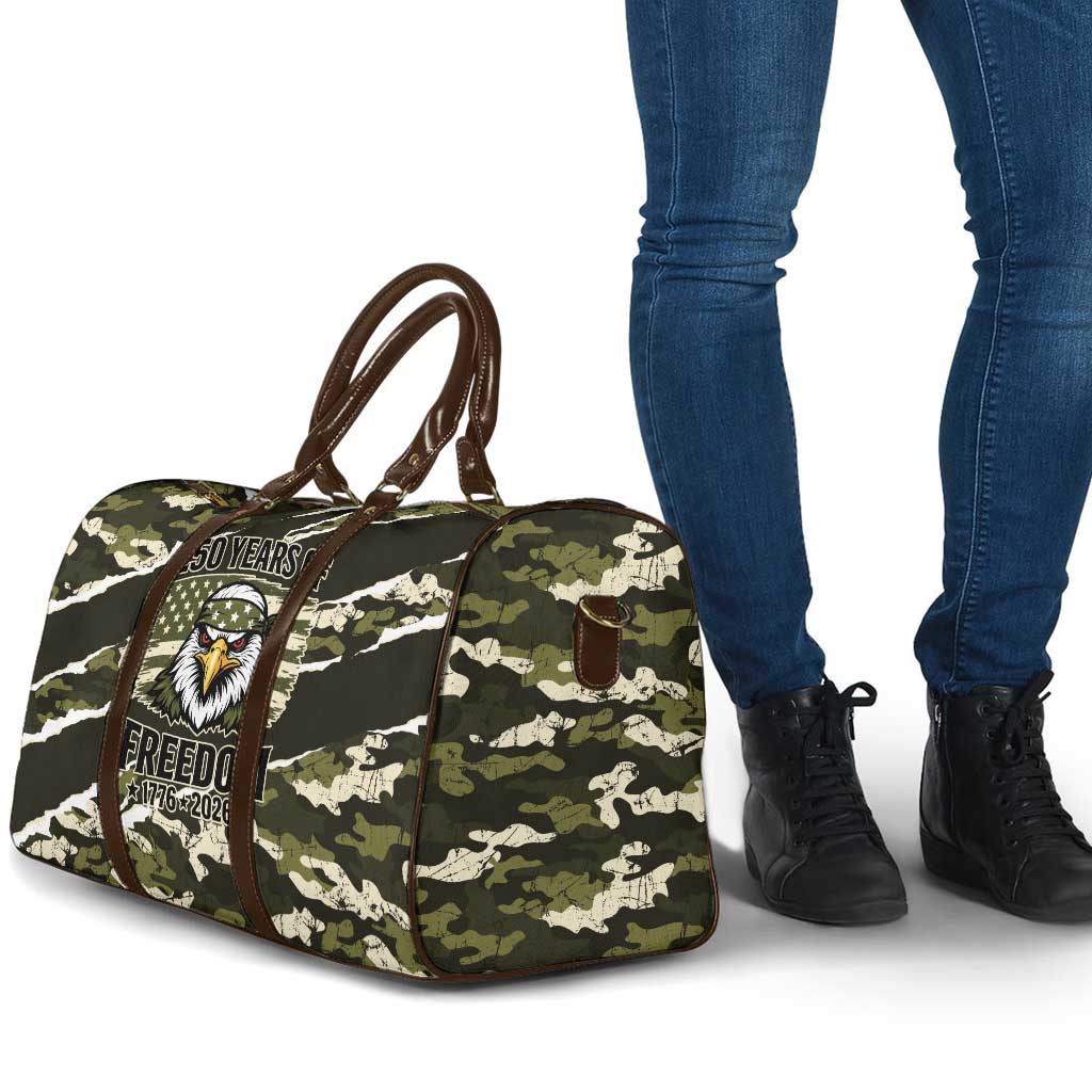 USA 250th Anniversary Travel Bag Eagle Camouflage Zipper Stylized