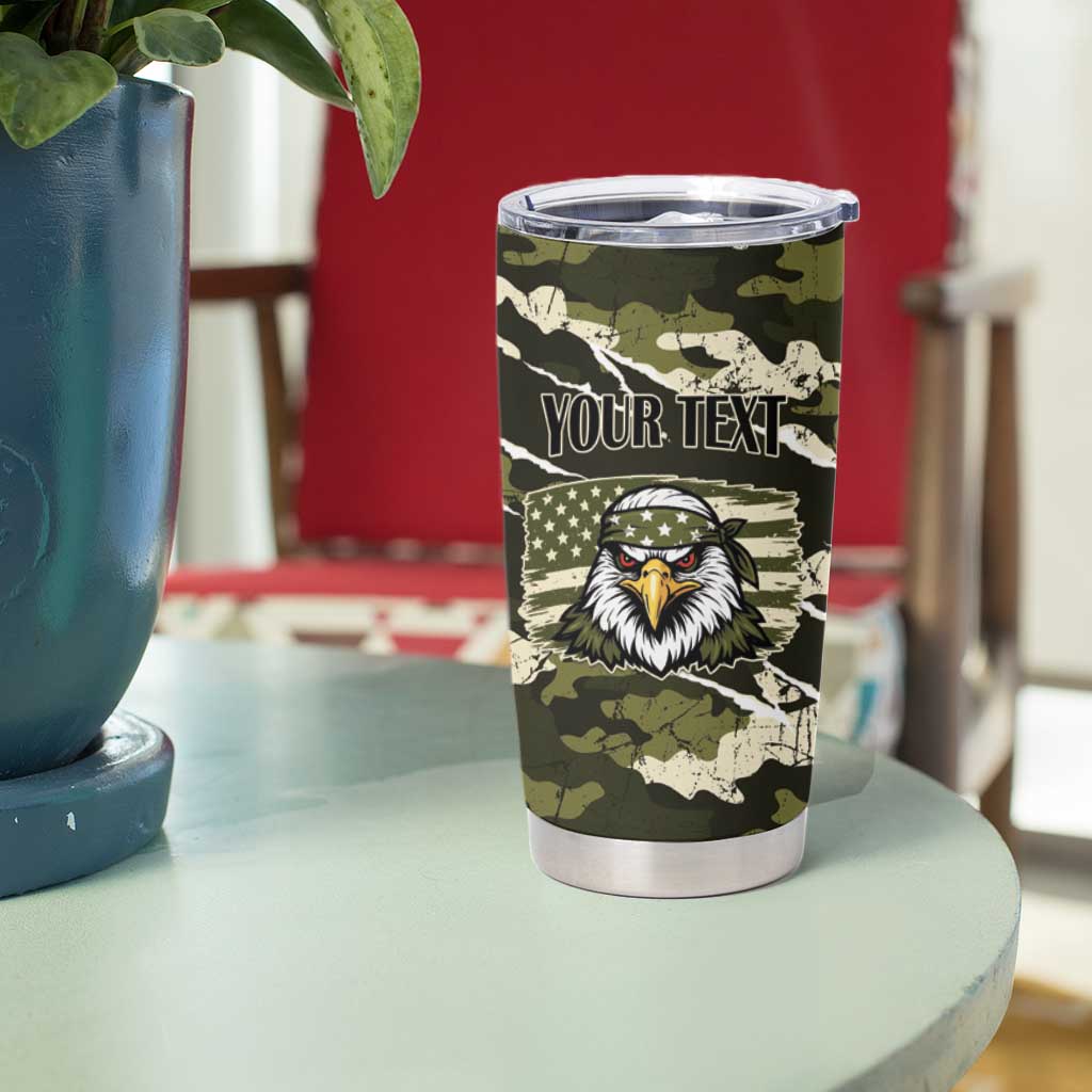 Personalized USA 250th Anniversary Tumbler Cup Eagle Camouflage Zipper Stylized