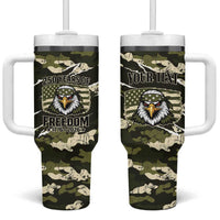 Personalized USA 250th Anniversary Tumbler With Handle Eagle Camouflage Zipper Stylized