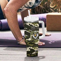 Personalized USA 250th Anniversary Tumbler With Handle Eagle Camouflage Zipper Stylized