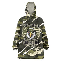Personalized USA 250th Anniversary Wearable Blanket Hoodie Eagle Camouflage Zipper Stylized
