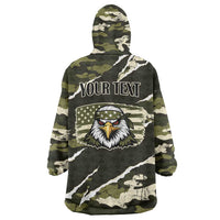 Personalized USA 250th Anniversary Wearable Blanket Hoodie Eagle Camouflage Zipper Stylized