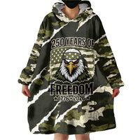 Personalized USA 250th Anniversary Wearable Blanket Hoodie Eagle Camouflage Zipper Stylized