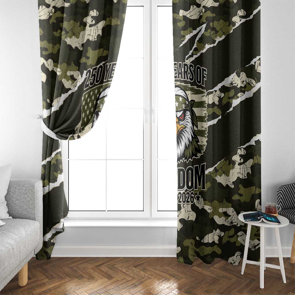 USA 250th Anniversary Window Curtain Eagle Camouflage Zipper Stylized