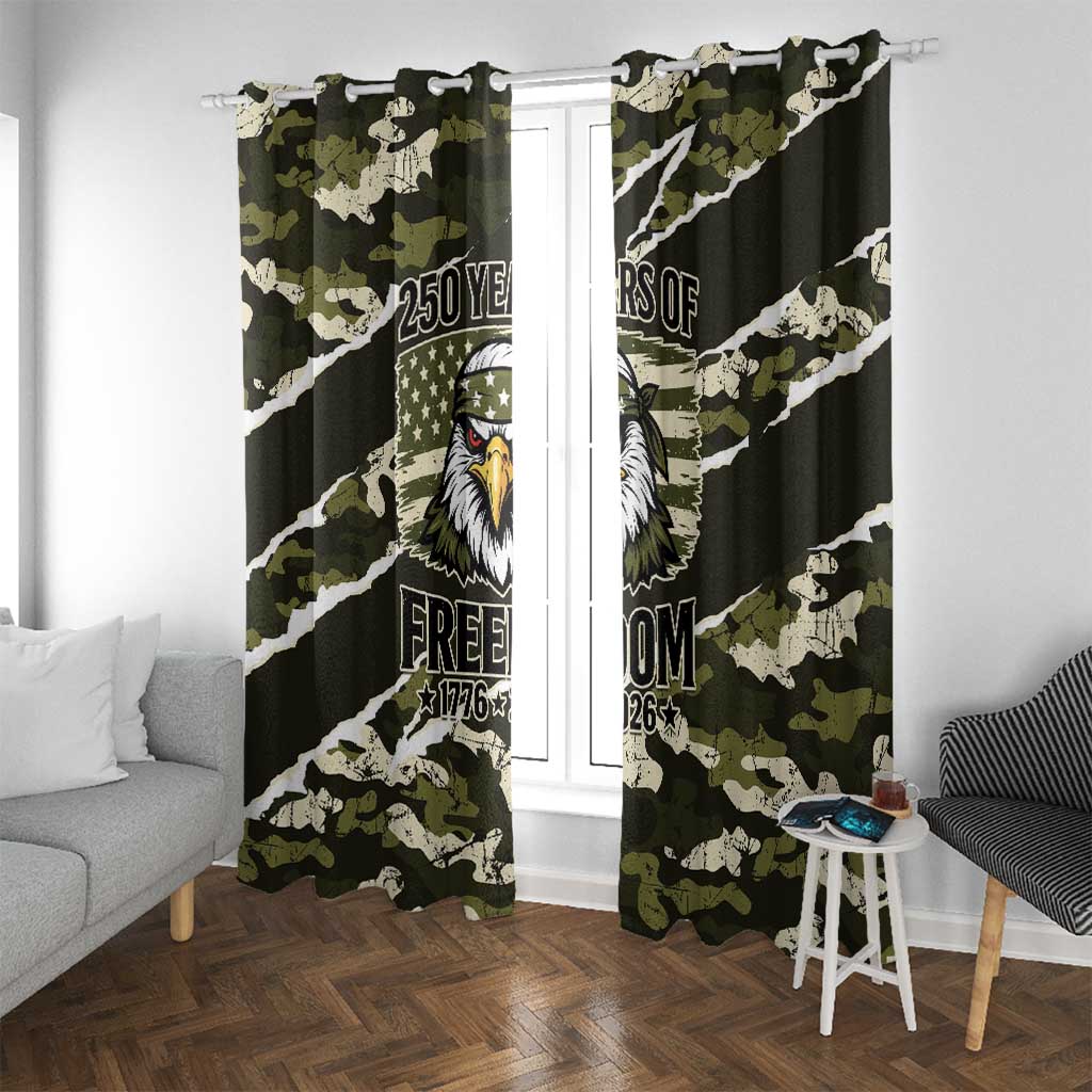 USA 250th Anniversary Window Curtain Eagle Camouflage Zipper Stylized