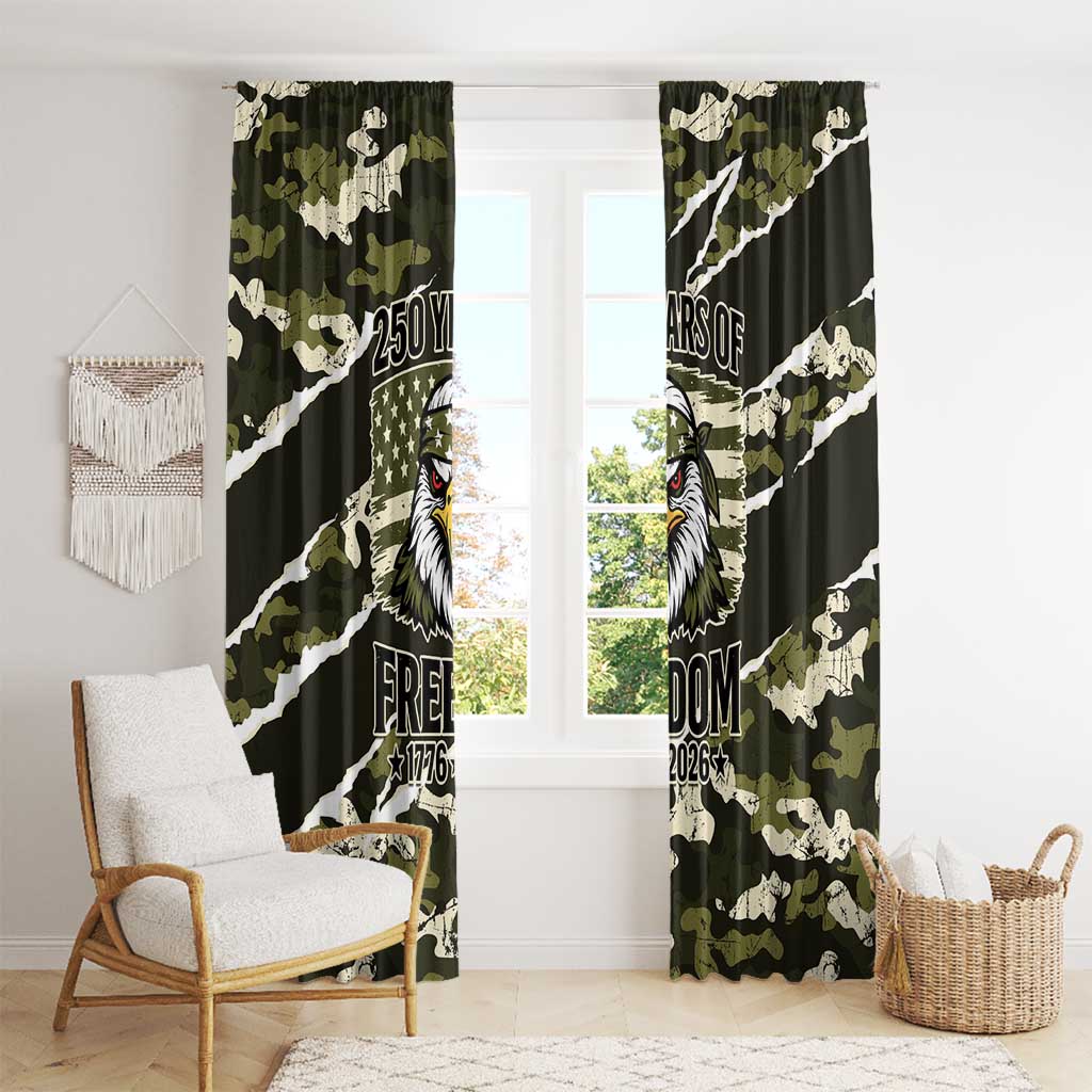 USA 250th Anniversary Window Curtain Eagle Camouflage Zipper Stylized