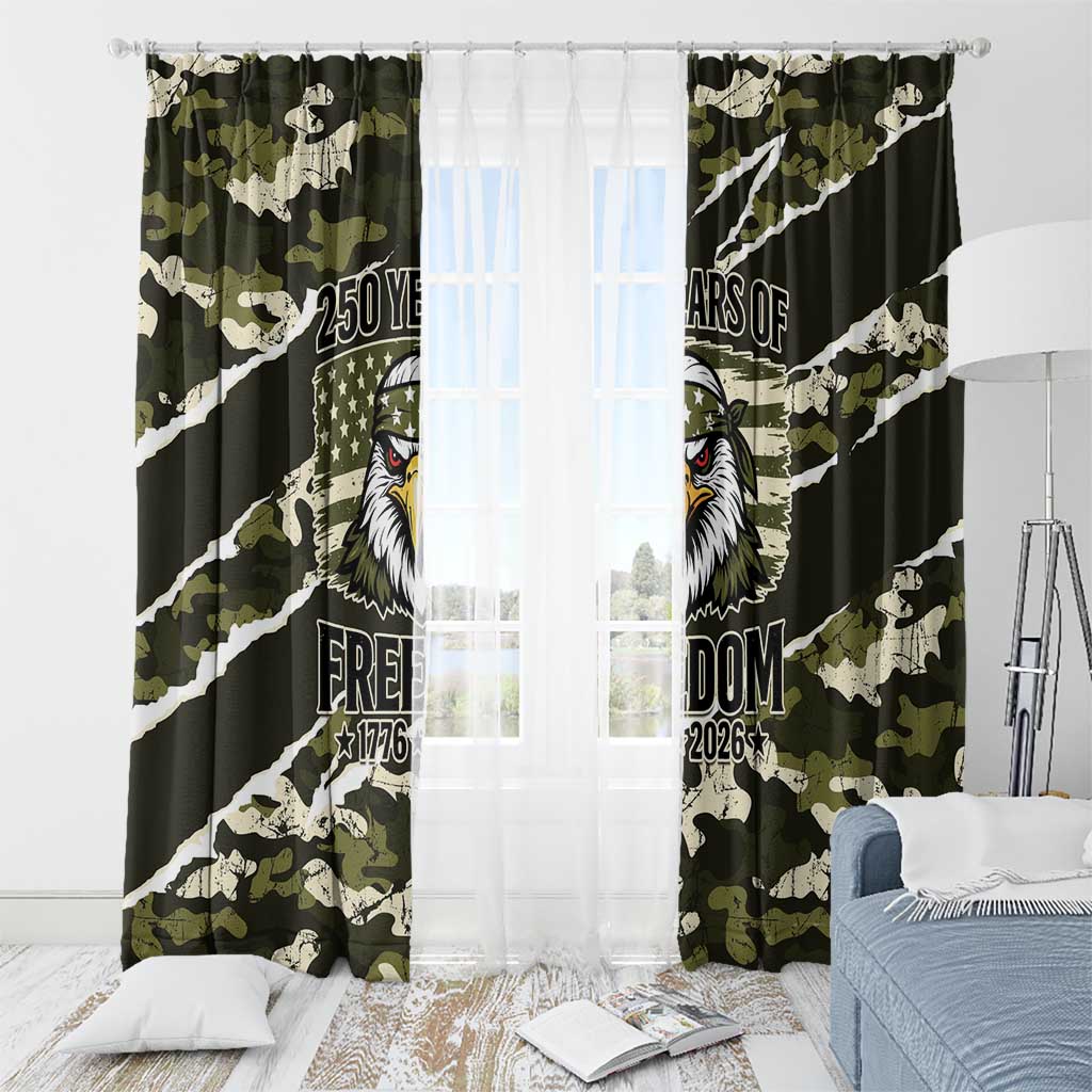 USA 250th Anniversary Window Curtain Eagle Camouflage Zipper Stylized