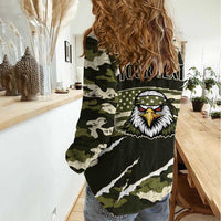 Personalized USA 250th Anniversary Women Casual Shirt Eagle Camouflage Zipper Stylized