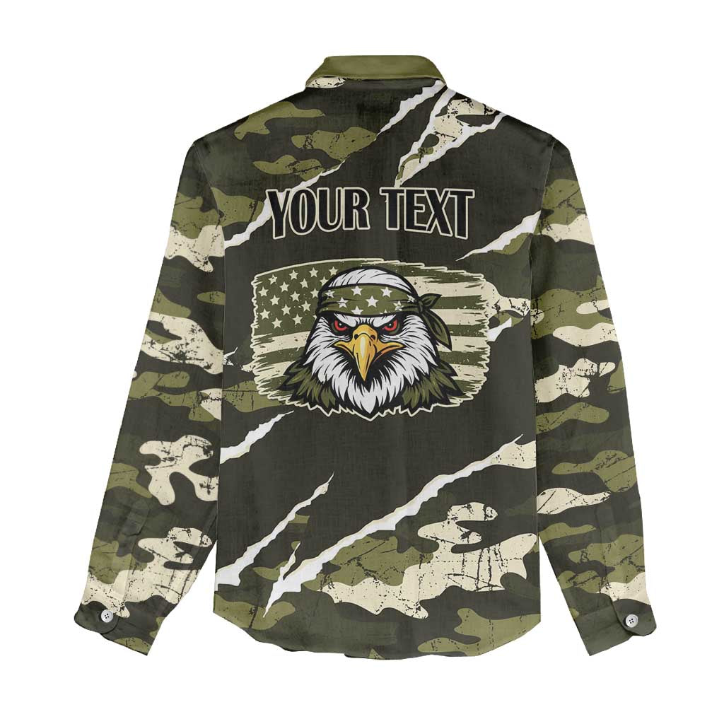 Personalized USA 250th Anniversary Women Casual Shirt Eagle Camouflage Zipper Stylized
