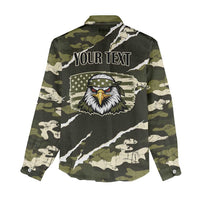 Personalized USA 250th Anniversary Women Casual Shirt Eagle Camouflage Zipper Stylized