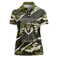 Personalized USA 250th Anniversary Women Polo Shirt Eagle Camouflage Zipper Stylized