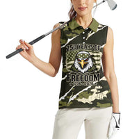 Personalized USA 250th Anniversary Women Sleeveless Polo Shirt Eagle Camouflage Zipper Stylized