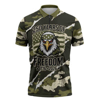 Personalized USA 250th Anniversary Zipper Polo Shirt Eagle Camouflage Zipper Stylized