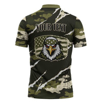 Personalized USA 250th Anniversary Zipper Polo Shirt Eagle Camouflage Zipper Stylized