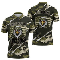 Personalized USA 250th Anniversary Zipper Polo Shirt Eagle Camouflage Zipper Stylized