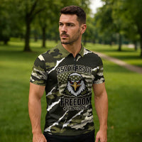Personalized USA 250th Anniversary Zipper Polo Shirt Eagle Camouflage Zipper Stylized