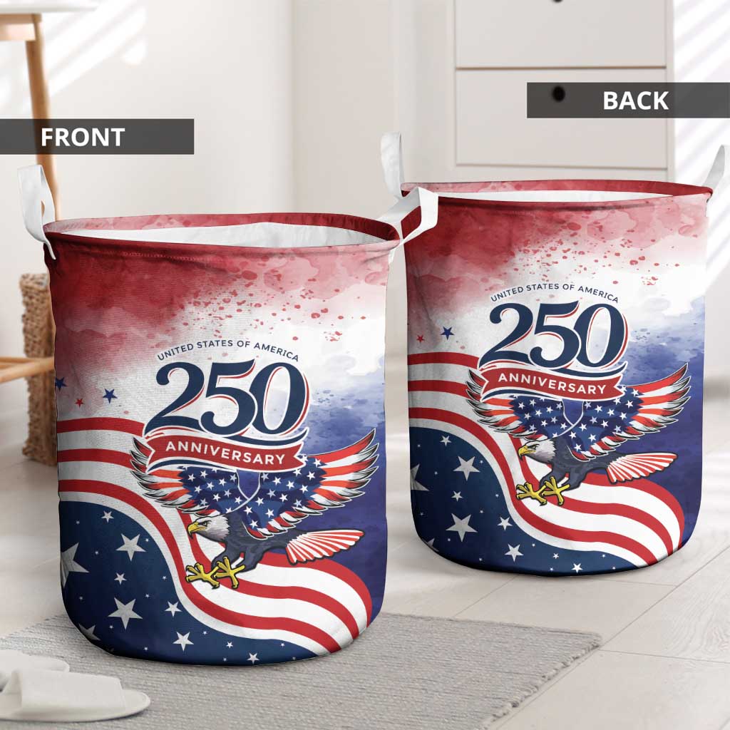 USA 250 Years of Freedom Laundry Basket American Patriotic