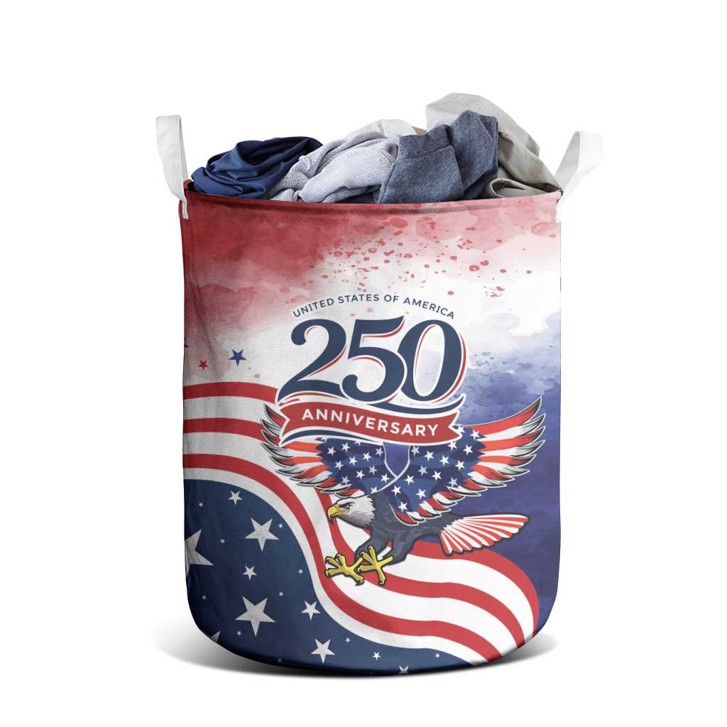 USA 250 Years of Freedom Laundry Basket American Patriotic