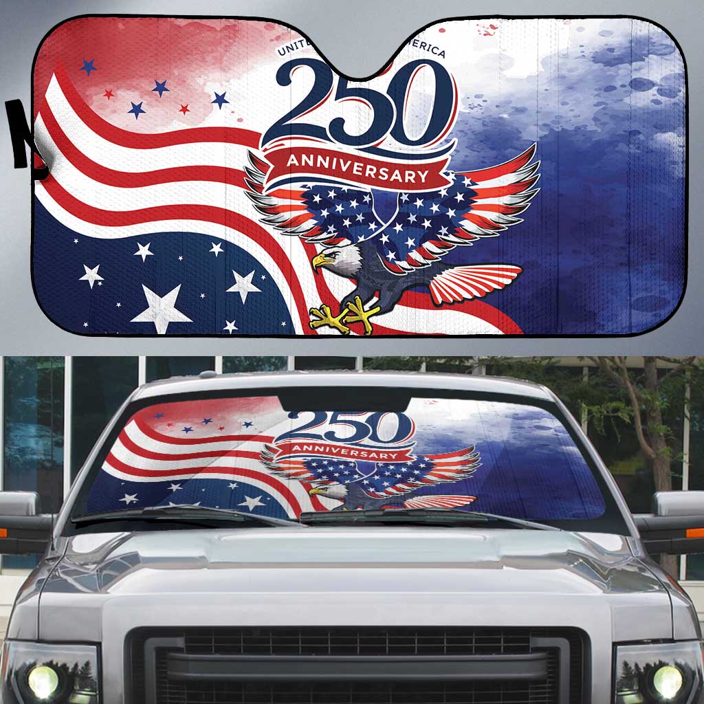 USA 250 Years of Freedom Auto Sun Shade American Patriotic