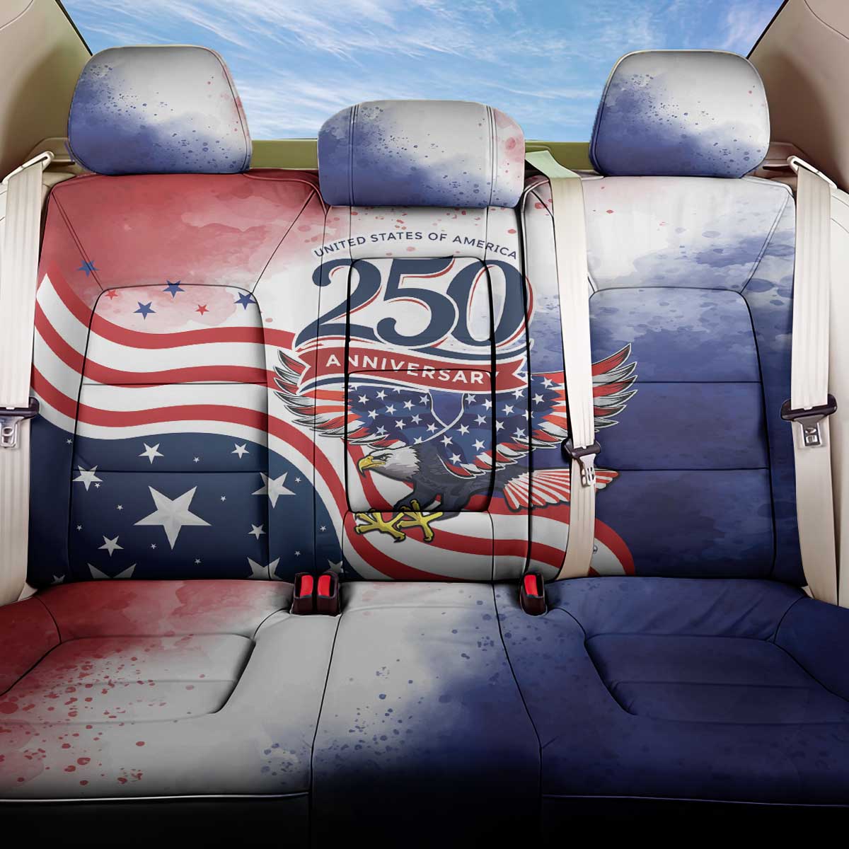 USA 250 Years of Freedom Back Car Seat Cover American Patriotic