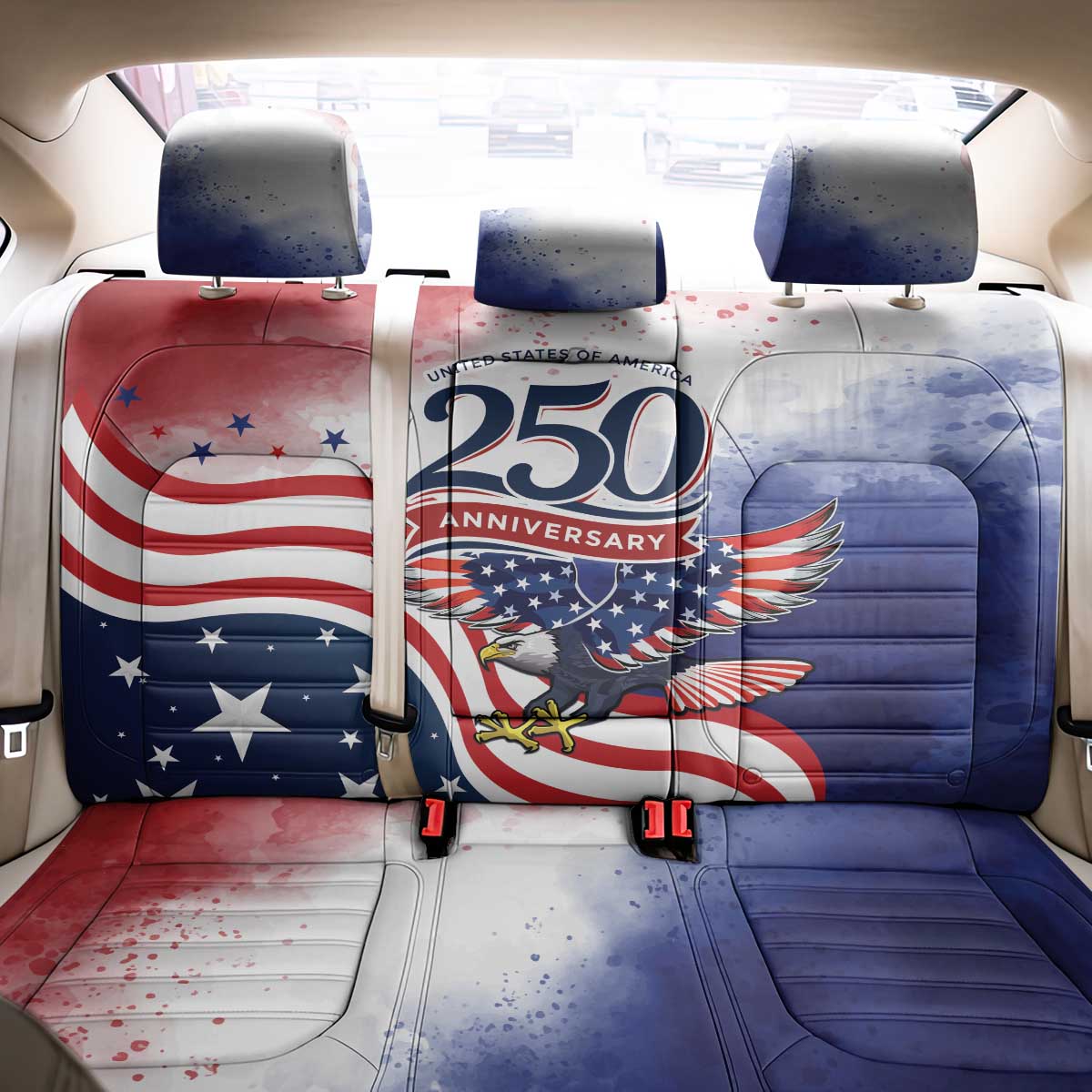 USA 250 Years of Freedom Back Car Seat Cover American Patriotic