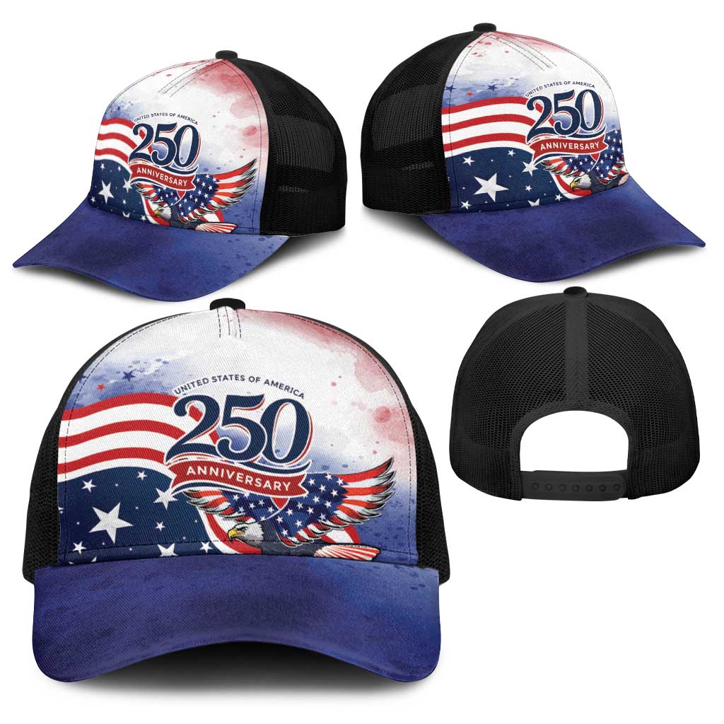 USA 250 Years of Freedom Baseball Net Cap American Patriotic