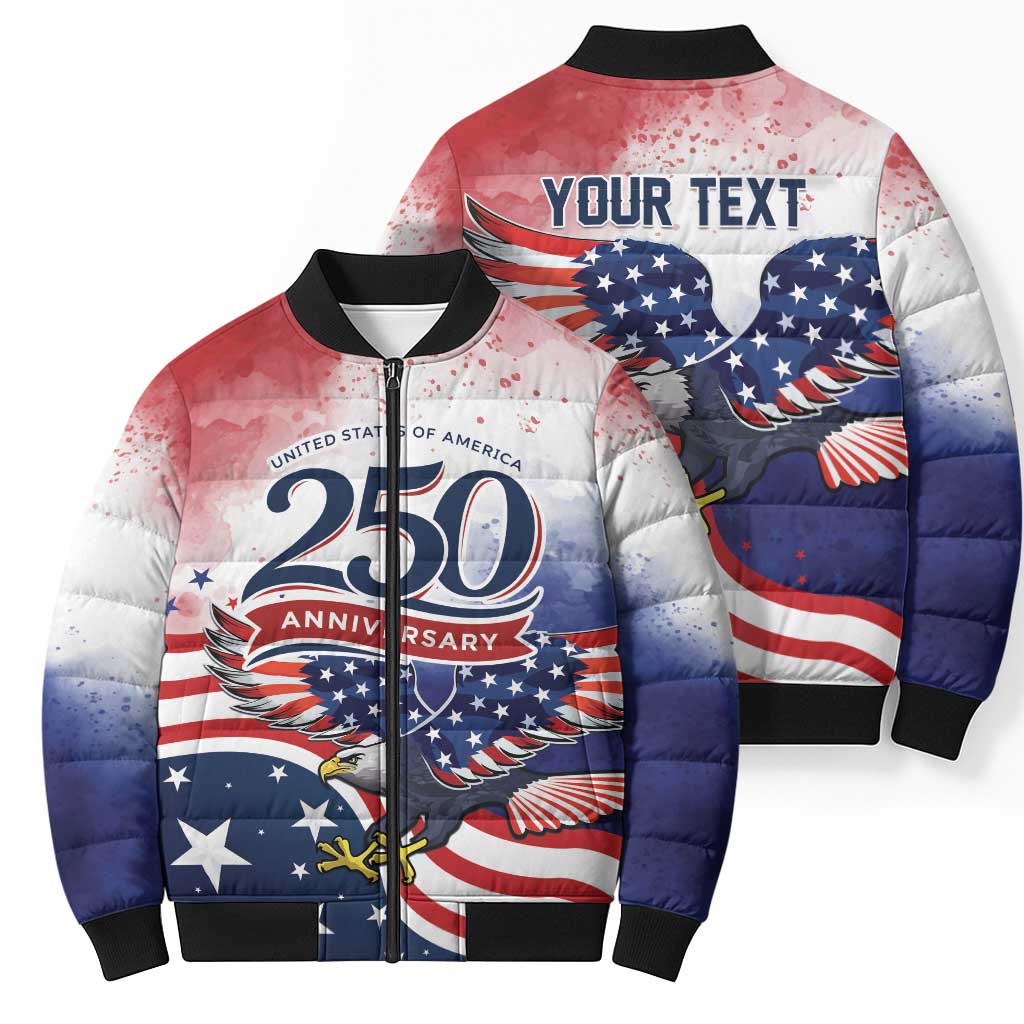Personalized USA 250 Years of Freedom Bomber Puffer Jacket American Patriotic
