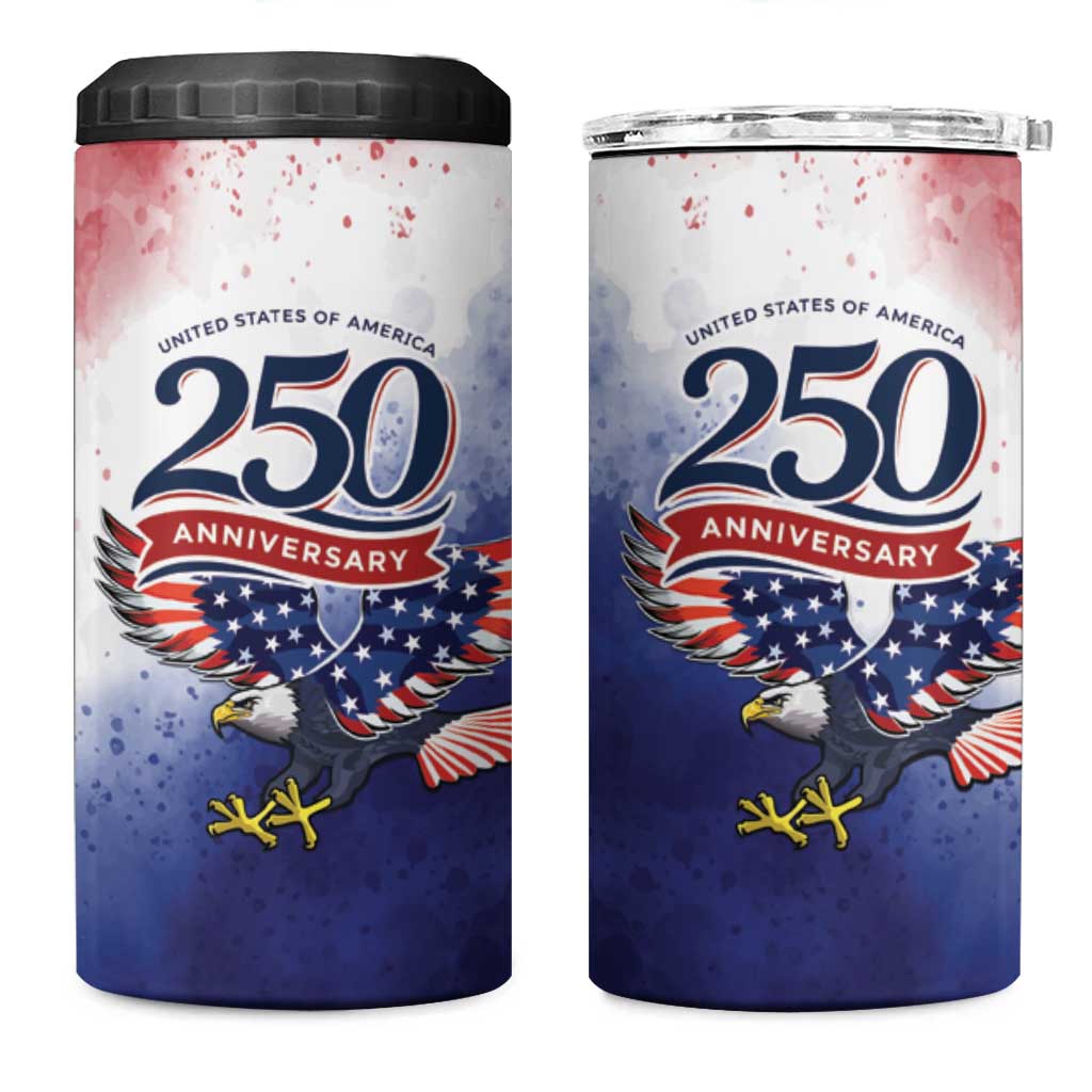 USA 250 Years of Freedom 4 in 1 Can Cooler Tumbler American Patriotic