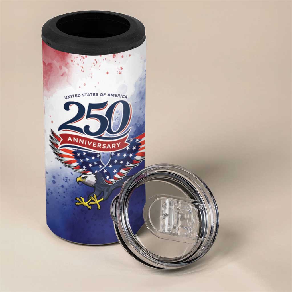 USA 250 Years of Freedom 4 in 1 Can Cooler Tumbler American Patriotic