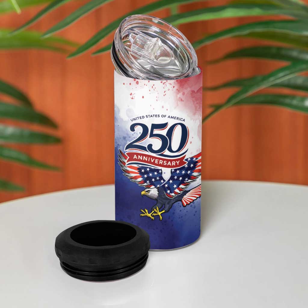 USA 250 Years of Freedom 4 in 1 Can Cooler Tumbler American Patriotic