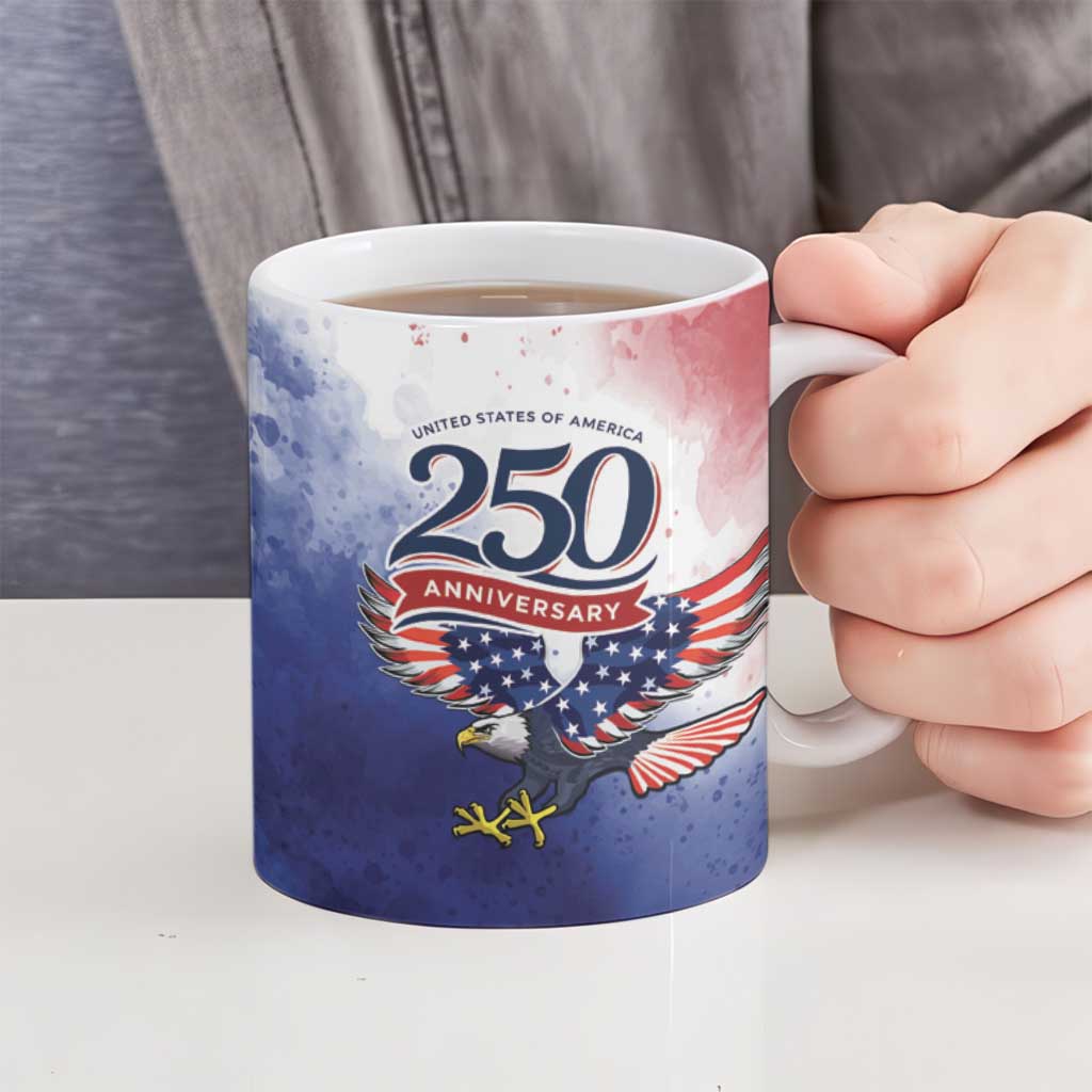 USA 250 Years of Freedom Ceramic Mug American Patriotic
