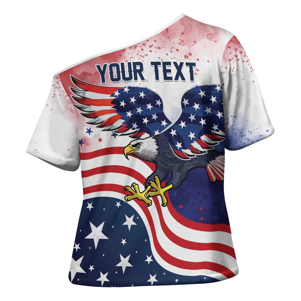 Personalized USA 250 Years of Freedom Cross Shoulder Shirt American Patriotic