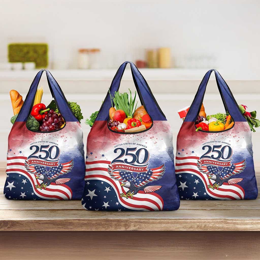 USA 250 Years of Freedom Grocery Bag American Patriotic