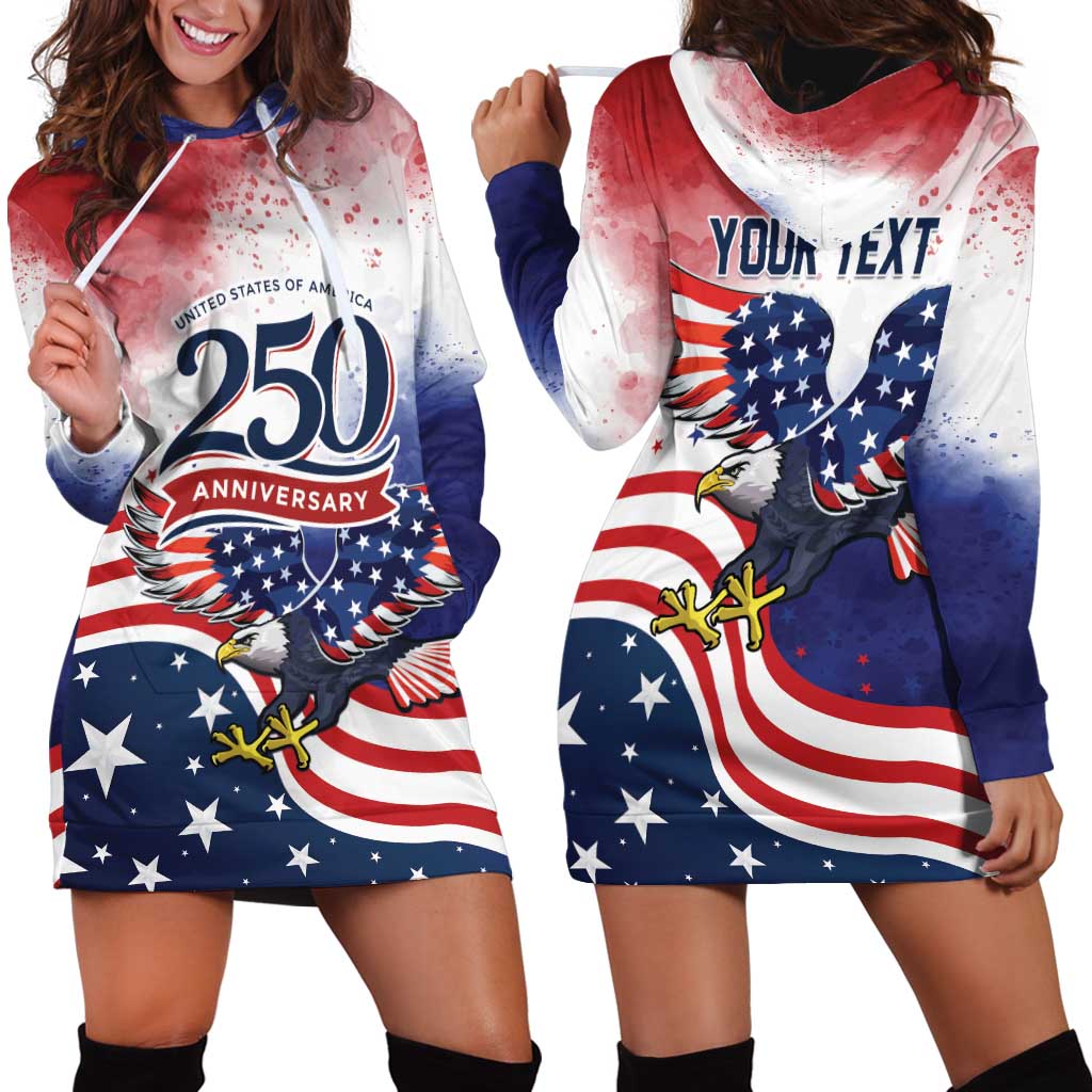 Personalized USA 250 Years of Freedom Hoodie Dress American Patriotic