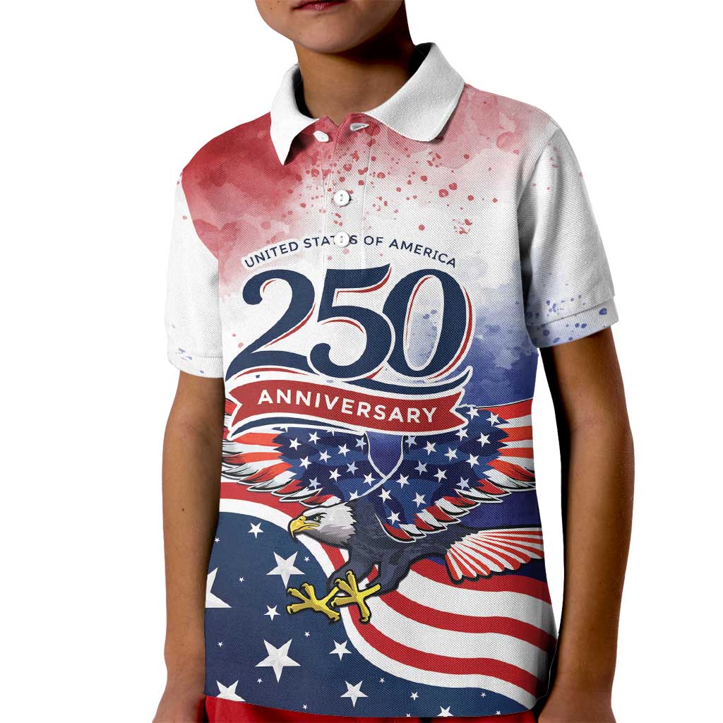 Personalized USA 250 Years of Freedom Kid Polo Shirt American Patriotic