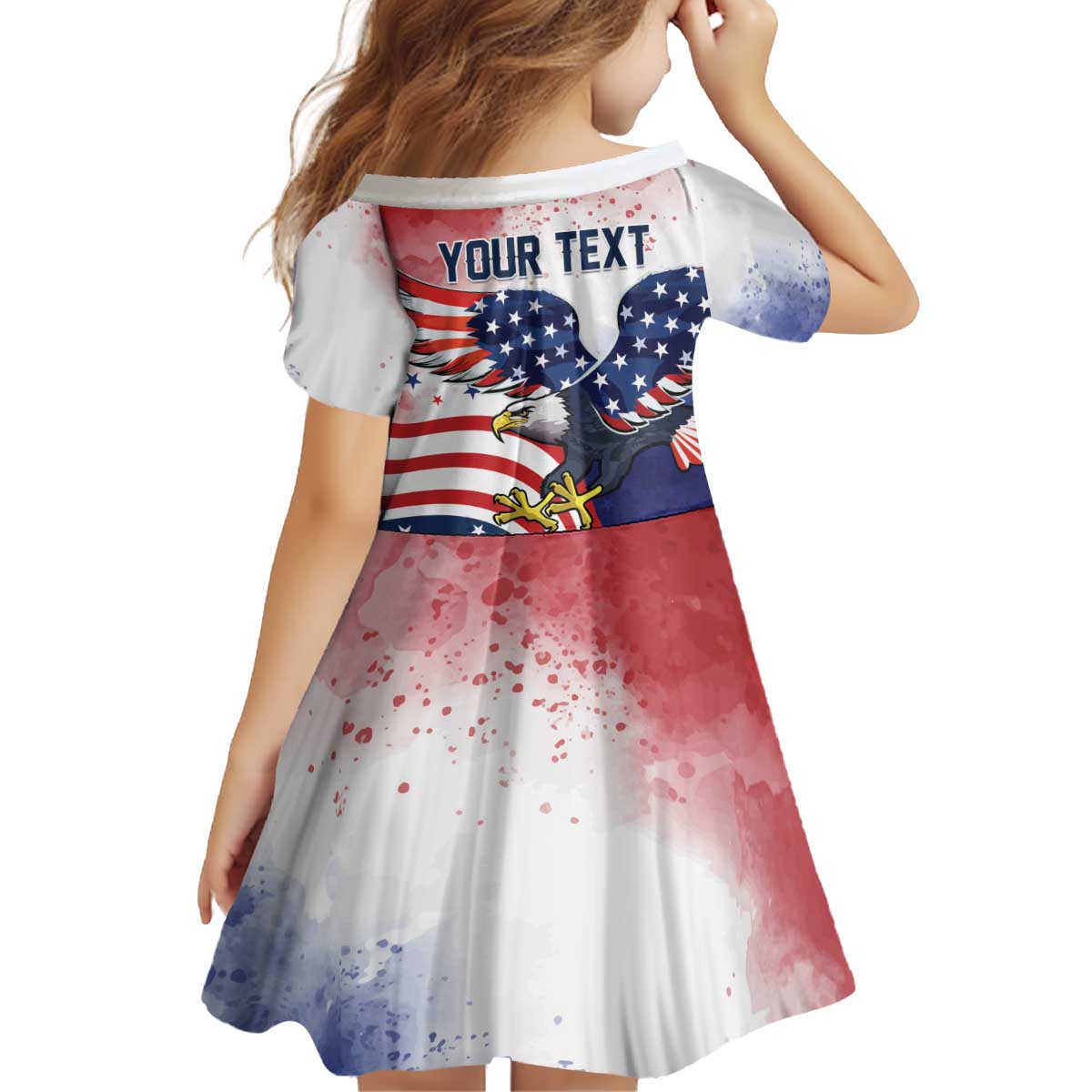 Personalized USA 250 Years of Freedom Kid Short Sleeve Dress American Patriotic