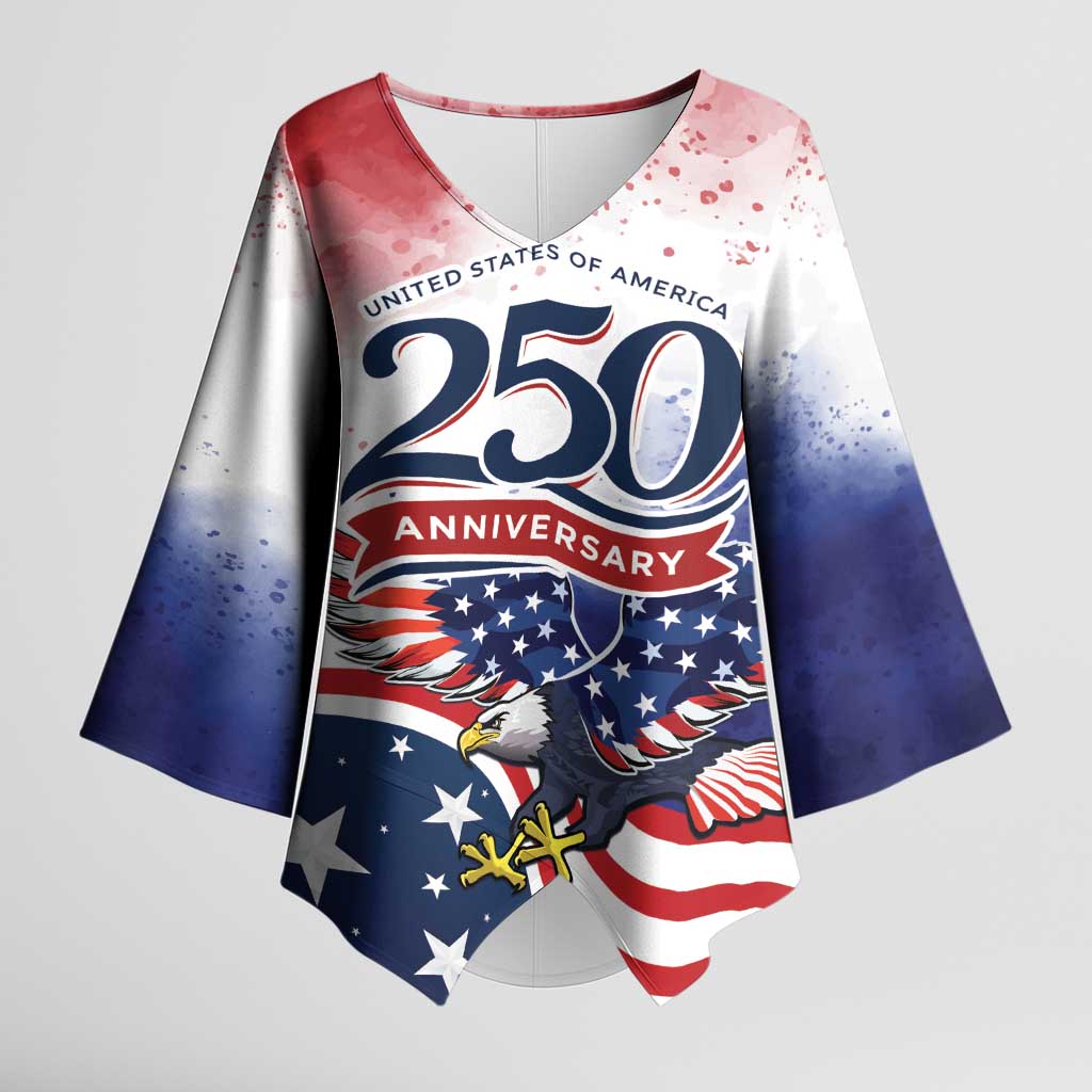 Personalized USA 250 Years of Freedom Kimono Sleeve Blouse American Patriotic