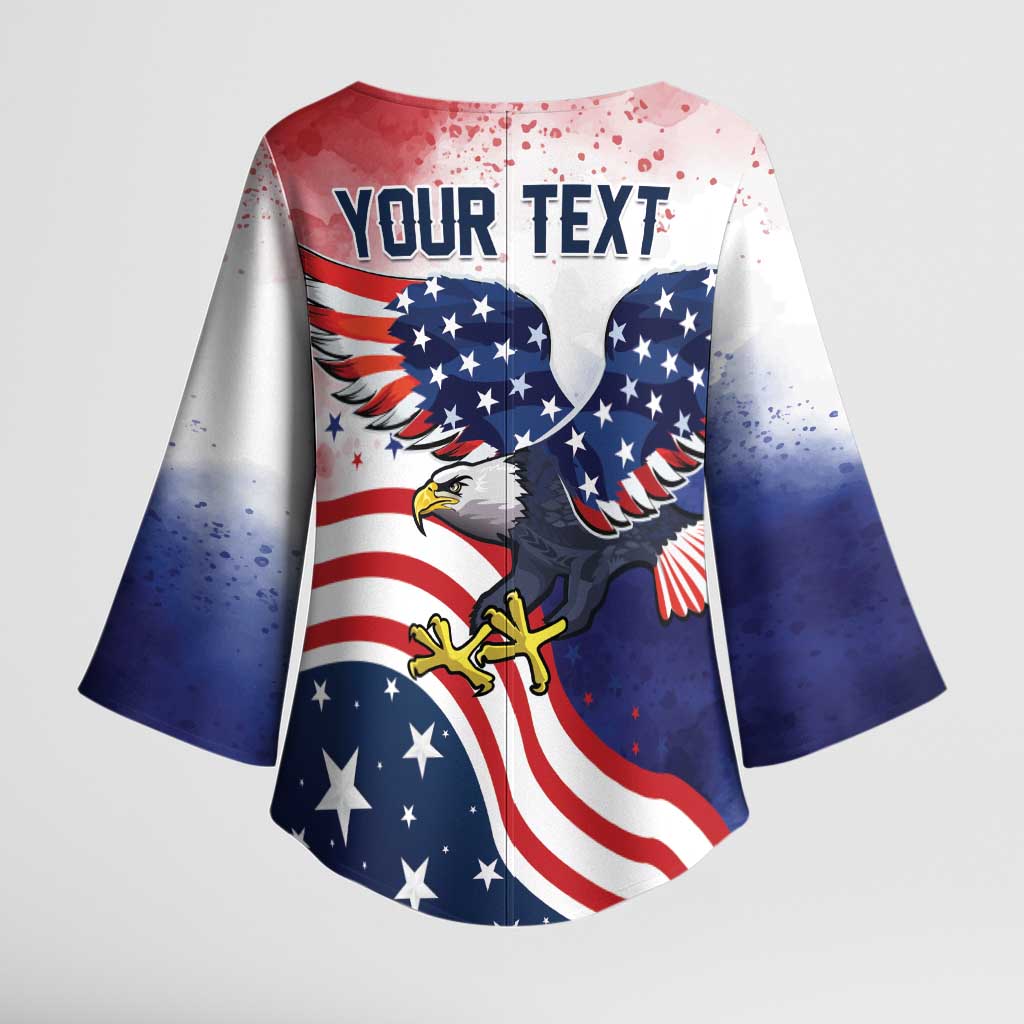 Personalized USA 250 Years of Freedom Kimono Sleeve Blouse American Patriotic