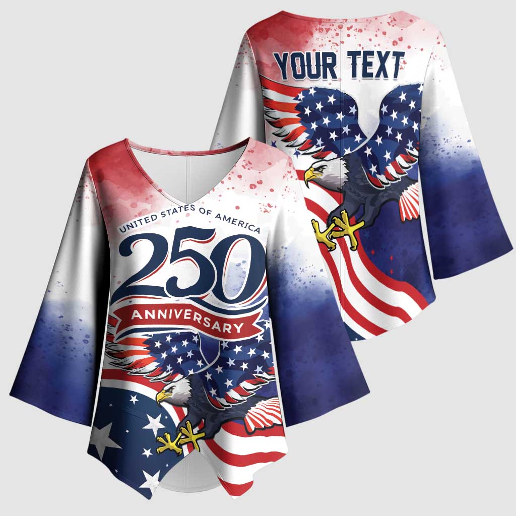 Personalized USA 250 Years of Freedom Kimono Sleeve Blouse American Patriotic