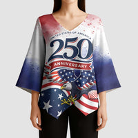 Personalized USA 250 Years of Freedom Kimono Sleeve Blouse American Patriotic