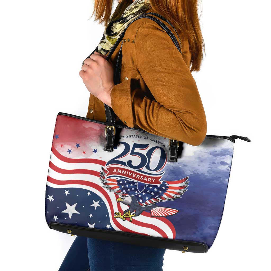 USA 250 Years of Freedom Leather Tote Bag American Patriotic