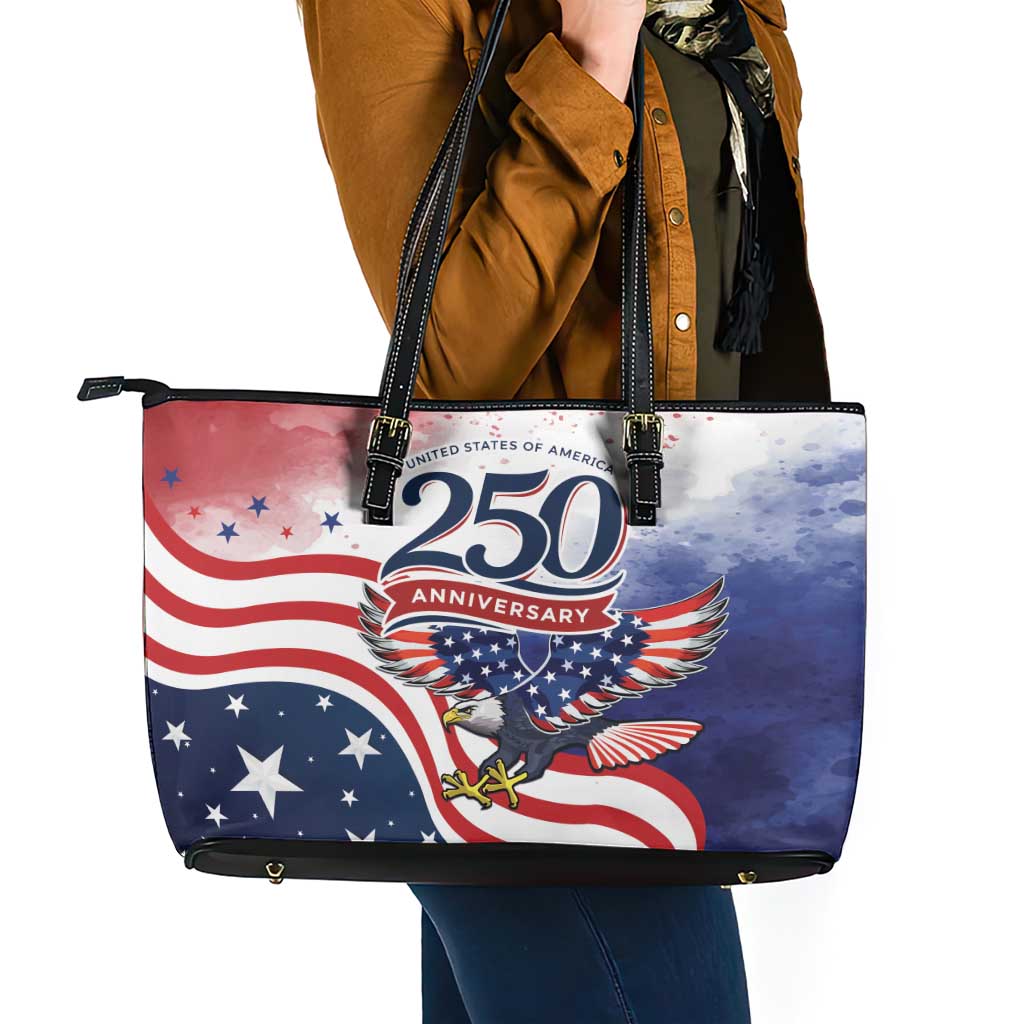 USA 250 Years of Freedom Leather Tote Bag American Patriotic
