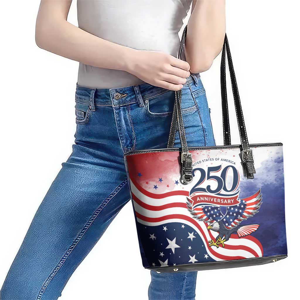 USA 250 Years of Freedom Leather Tote Bag American Patriotic